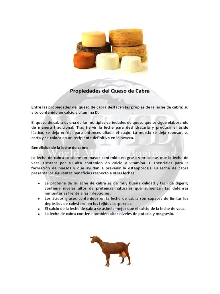 propiedades del queso de cabra - Cuánto colesterol tiene el queso fresco de cabra