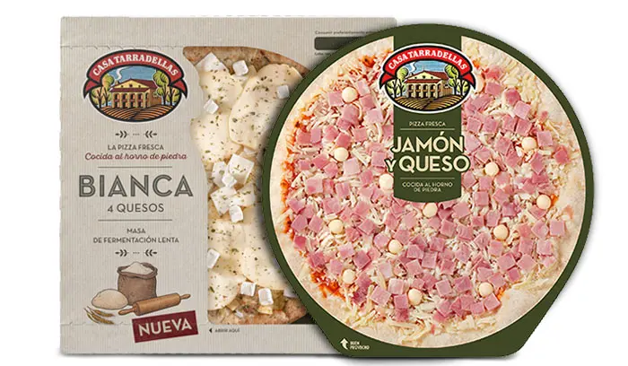 pizza casa tarradellas queso pasteurizado - Qué lleva la pizza carbonara de Casa Tarradellas